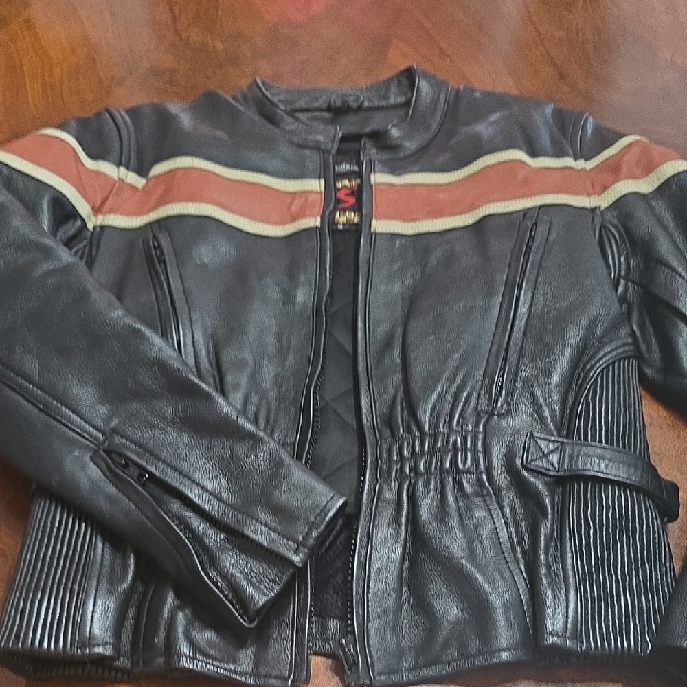 Leather‎ King Black Jacket with Red Accent